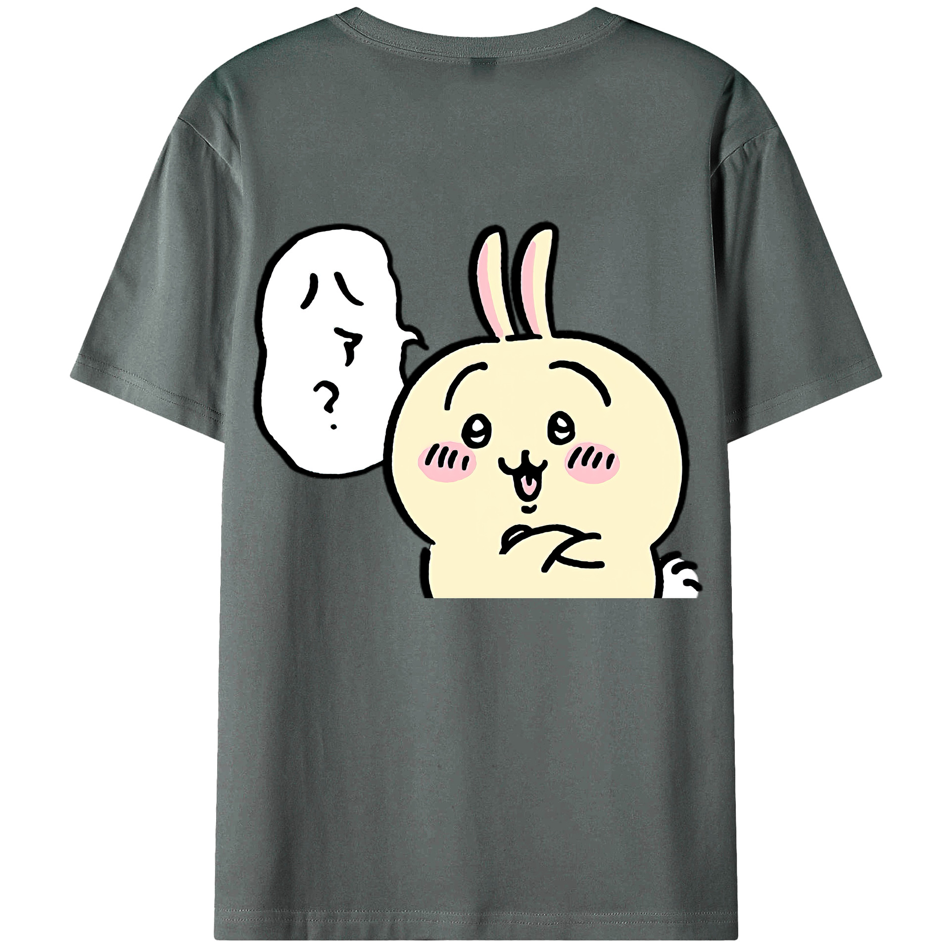 （画像用） ちいかわ うさぎ Chii-kawa usagi 綿100％ メンズ半袖Tシャツ（バックプリント） 通気性